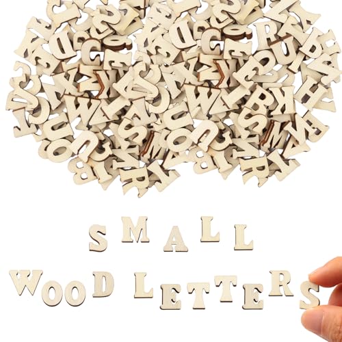 LUSTRIB 4 Sets 0.6 Inch A-Z Small Wooden Letters for Crafts, 104 Pcs Mini Wood Alphabet Letters, Small Unfinished Wood Letters for DIY Painting Art Home Decor Spelling Learning