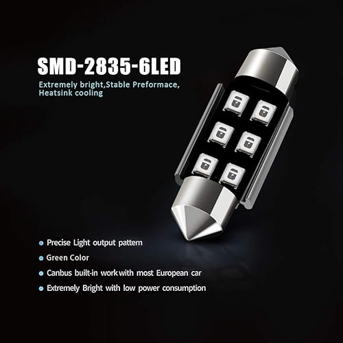 Miniatura 78 de AUXLIGHT DE3175 DE3021 6418 6411 211-2 212-2 578 569 Canbus Bombillas LED de luz interior sin errores 6000K Xenon Blanco, Super brillante 6SMD chips