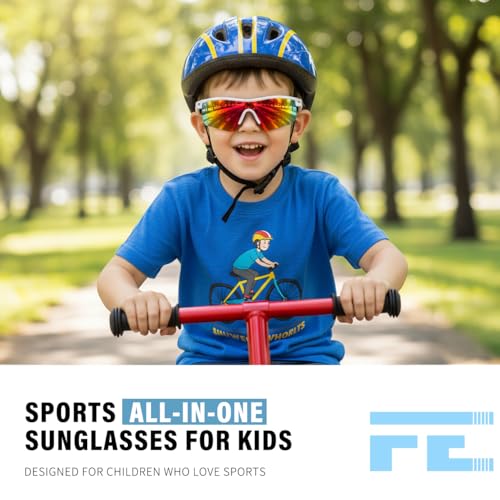 Image of FEISEDY Kids Polarized Sports Sunglasses, TR90 UV400 Baseball Cycling