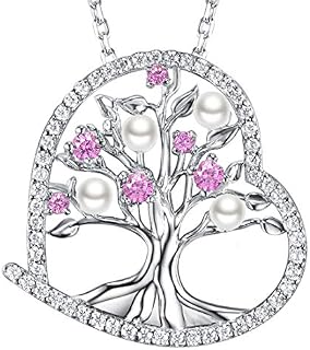 Zavest July August September Birthstone Ruby Peridot Blue Sapphire Necklace Birthday Gifts for Mum Wife Tree of Life Jewellery Pink Tourmaline and More Stones Necklace Sterling Silver