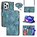 Cavor for iPhone 14 Pro Max Wallet Case with Card Holder and Crossbody Lanyard,PU Leather Magnetic Closure Zipper Pocket Case Kickstand Card Holder Slots TPU Shockproof Flip Cover,Light Blue