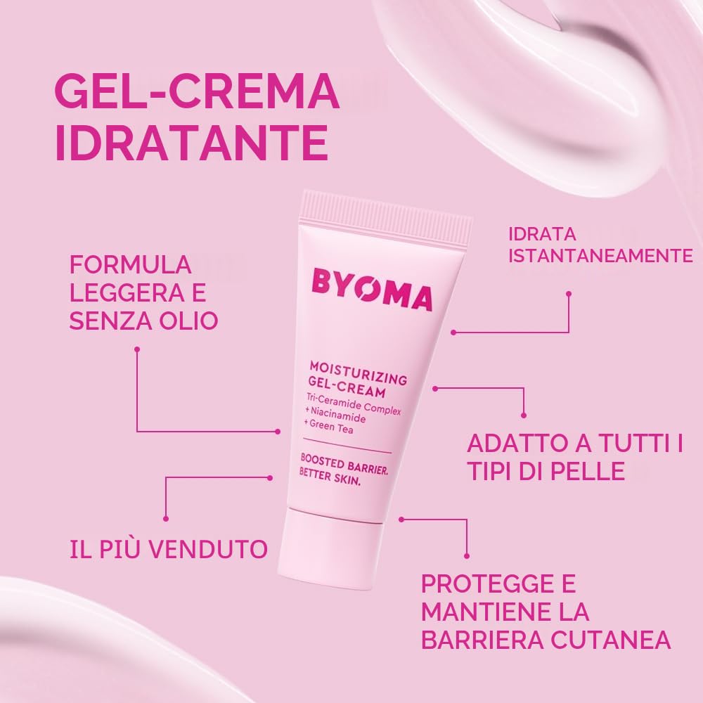 BYOMA So Hydrated Set – Barrier Repair Skincare Set (30 ml, 15 ml, 15 ml) cremoso gelatina detergente, siero idratante viso e crema idratante viso in ceramide per pelle secca, anti rughe, senza alcool