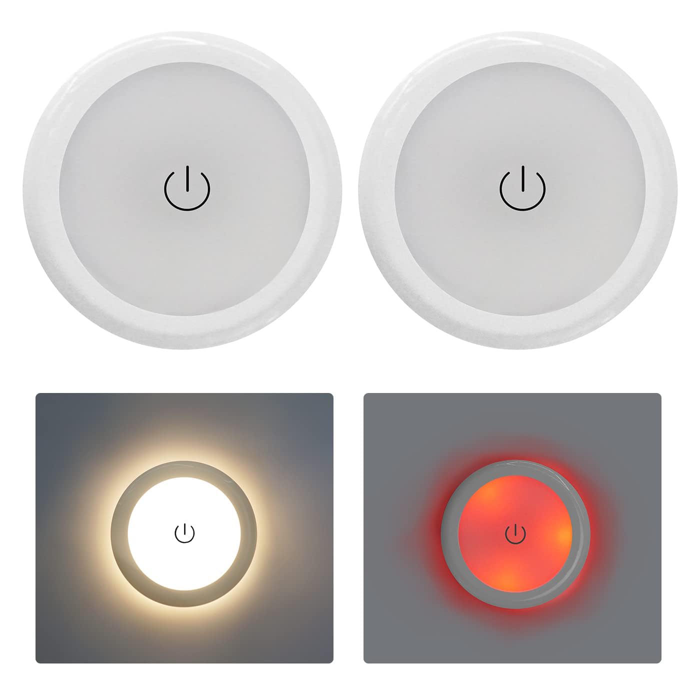 THALASSA 2 Pack RV Boat Touch Ceiling LED Light - 2.91 inch DC 12V 3W 2800K Soft White Small Memory Lights, Annular Frosted Lens with Stepless Dimmable, Hidden Fasteners Design