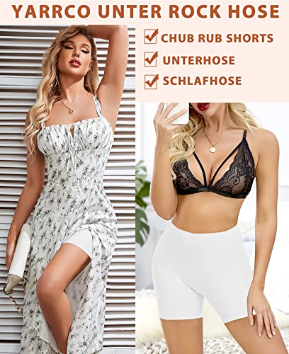 YARRCO Damen Unterhose Kurz Hose Unter Rock Kleid Nahtlos Slipshort Anti Chafing Boxershorts Kurz Leggings Radlerhose (Weiß, 3XL)