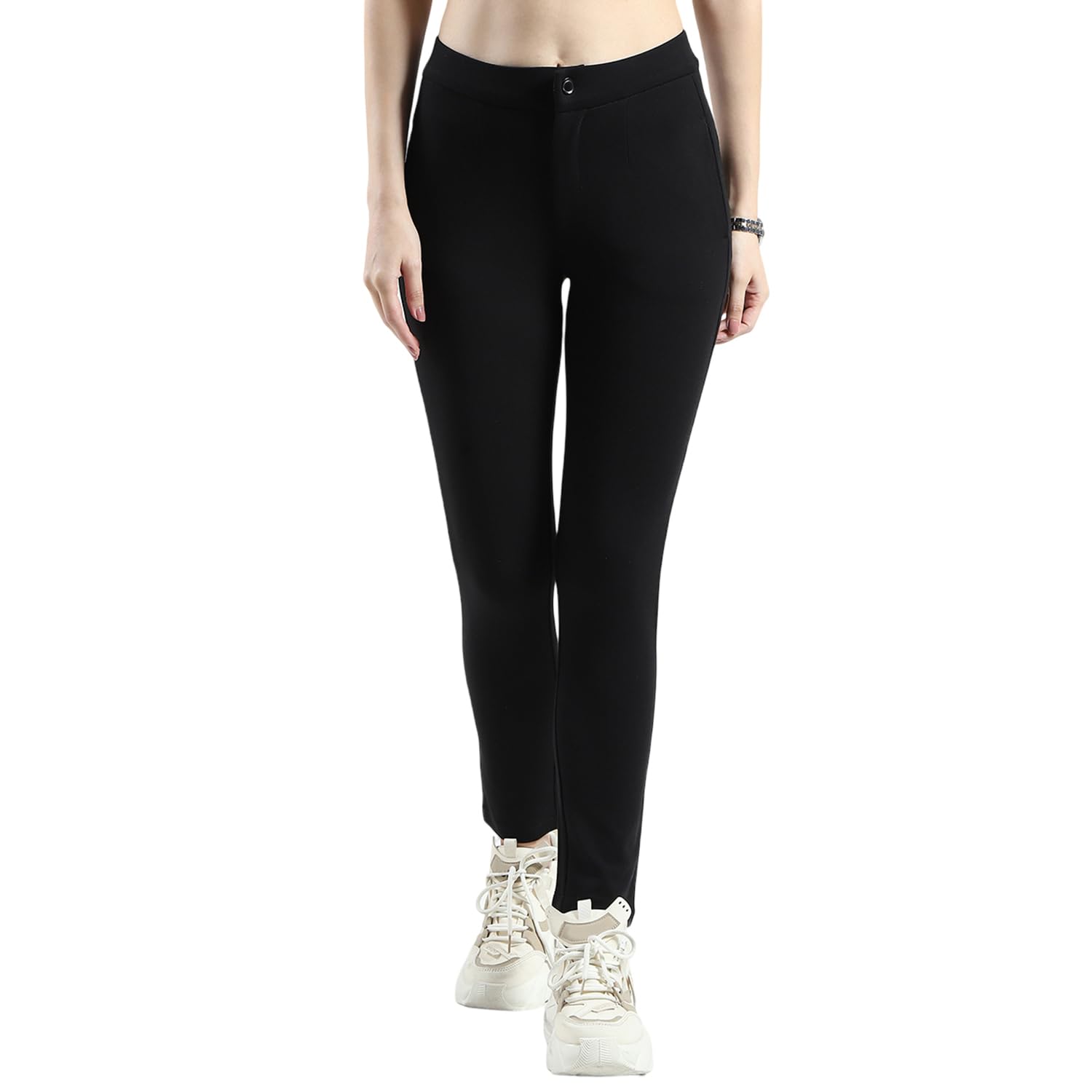 monte carlo Women's Solid Regular Fit Jegging | Button Closure | Side Pockets | High Waist Yoga Pant |Stylish & Comfortable Stretch Pants for Women's-picture-10