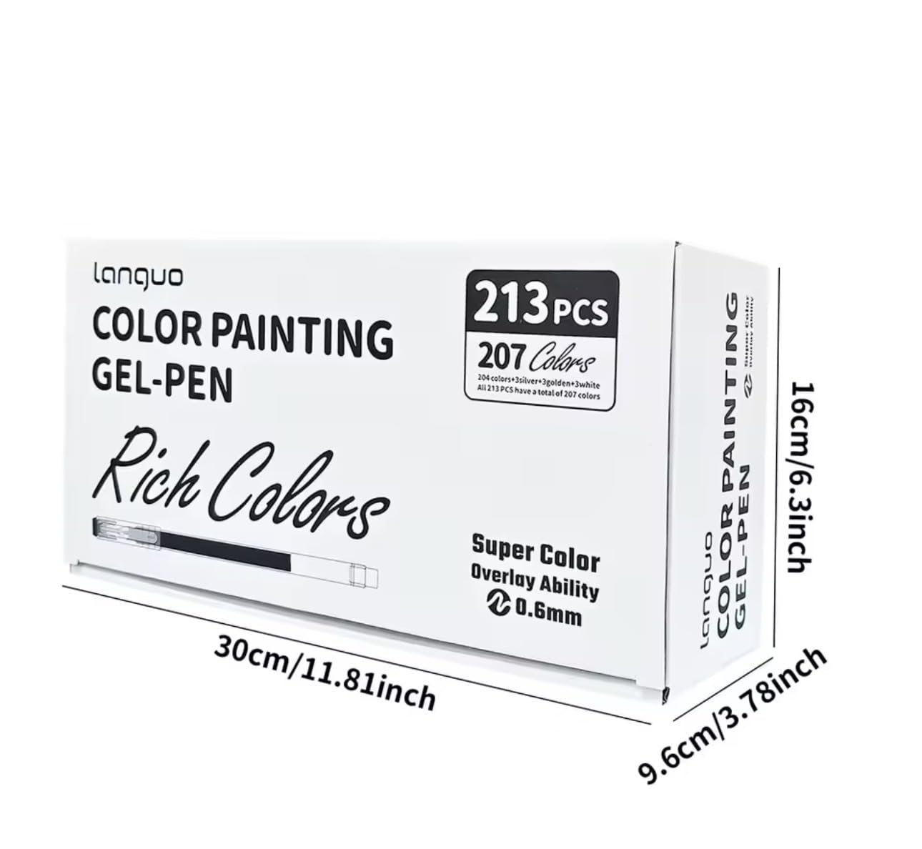 Languo - Lot de 213 Stylos Gel Couleurs - Stylo Gel pour Dessin, Coloriage, Griffonnage, Artisanat, Scrapbooking, journaling, loisirs créatifs
