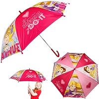 Disney Princess Kids Umbrella, Easy Grip J-Handle, Windproof Polyester, Auto Safety Opening, 70cm Compact Travel Gift for Girls 3-7, UV Protection, Lightweight, Durable, Rainbow Print