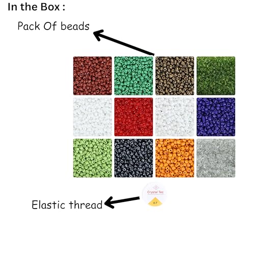 Image of ambitieux Bracelet Jewellery Making Craft Kit 12 Types of Colorful 1900+ Seed Beads with Elastic (Seed Beads)