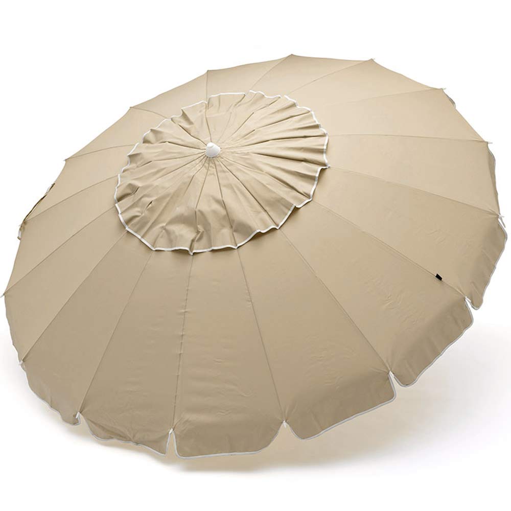 BAKAJI Ombrellone Antivento da Mare Spiaggia Giardino Diametro 220 cm Palo Alluminio 32mm 16 Stecche Fibra Vetro Rivestimento Poliestere 200g Anti UV