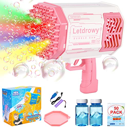 69 Hole Bubble Gun with 20.28 OZ Bubble Solution - Bubbles Gun Machine Gun,Big Bubble Gun Rocket Launcher for Kids Age 4-12 ,Adult Bubble Gun for Wedding,Party and Birthday Gift