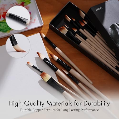 Pinceaux professionnels pour aquarelle à haute rétention | Kit ARTIFY multi-techniques - 6