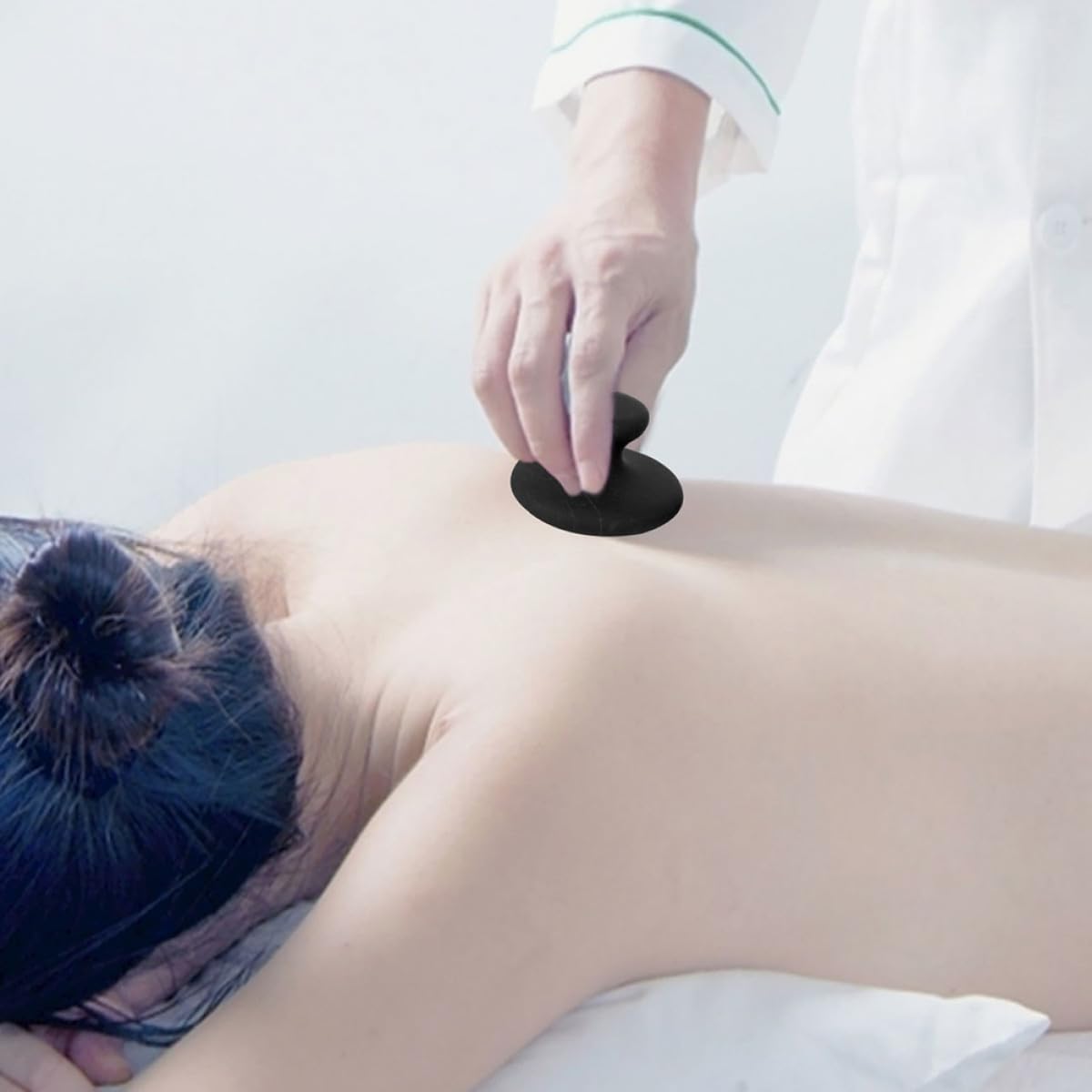 HANABASS Massaggiatore Compatto e Rilassante in Pietra Nera 4 Pezzi Gua Sha per Massaggio Schiena e Viso per Uso Domestico e Relax in Movimento
