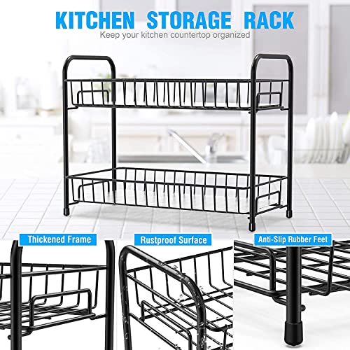Image of ADD2CART Countertop Organizer Organization, 2 Tier Moveable Corner Shelf for Kitchen, Bathroom, Spice Rack, Coffee Area, Over Sink, Dresser Table