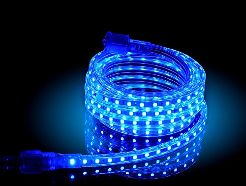 CBconcept UL Listed, 6.6 Feet, Super Bright 1800 Lumen, Blue, Dimmable, 110-120V AC Flexible Flat LED Strip Rope Light, Commercial Grade, Indoor Outdoor use, Ready to Plug n Shine