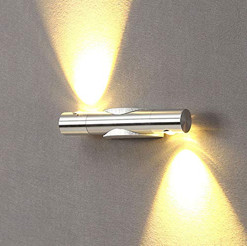 Lightsjoy 6W 2 LED Applique Murale Intérieur Eclairage Mural Moderne En Aluminium Lampe Murale Luminaire Up Down Rotation Réglable 360°pour Chambre Couloir Blanc Chaud 2 Spots Cover