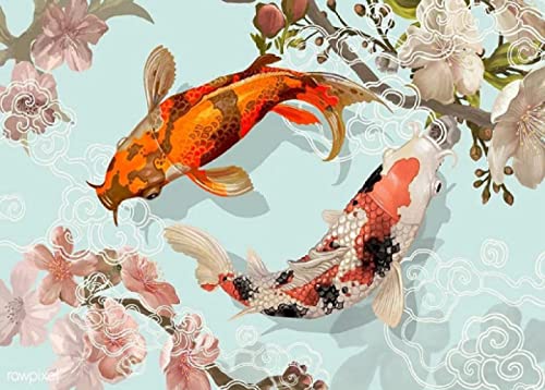 Pintura de diamante 5D de peces para decorar tu salón con este kit completo de 30x40 cm