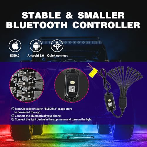 Image of Nilight RGB LED Rock Lights Kit 12 Pods Underglow Multicolor Neon Pod with Remote & Bluetooth App Control DIY Flashing Music Mode Wheel Well Light for Truck ATV UTV RZR SUV