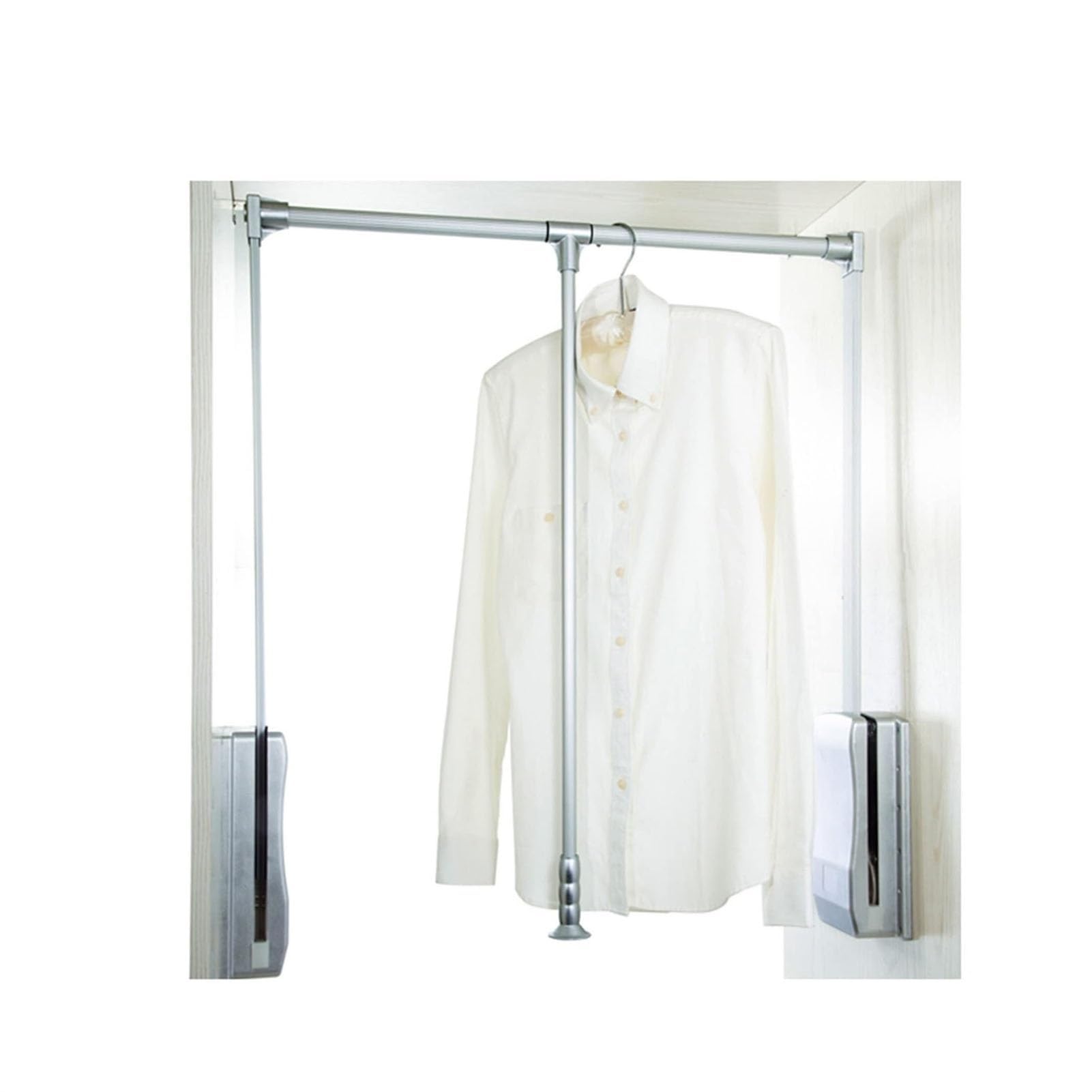 HTTGDGDH Extendable Stainless Steel Closet Rod - Adjustable Width Pull-Out Wardrobe Rail, Soft Return Clothes Hanger, 30Kg Load Capacity - Space-Saving Storage Solution,83-115cm