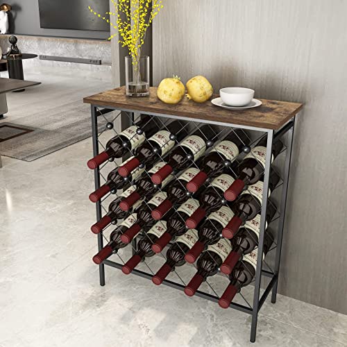 Honiter Wine Rack Freestanding Floor - Holds 40 Bottles, Wine Storage Shelves with Table Top, Metal Wine Storage Holder Stand, Floor Wine Rack Display Shelf for Kitchen Bar Dining Room Cellar Pantry