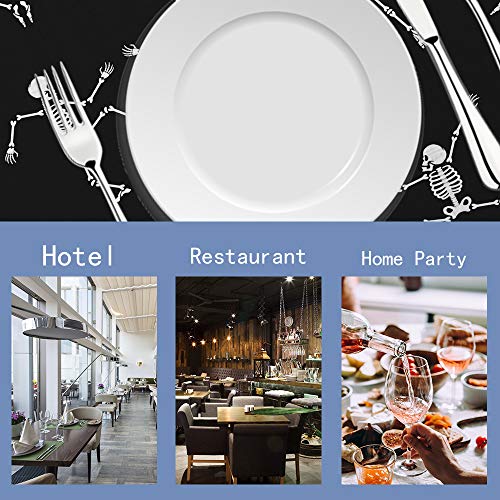 Swono Skeleton Placemats,Funny Cartoon Dancing Skeleton Body Place Mats Home Decoration For Dinner Table,Indoor Outdoor Waterproof Kitchen Table Mats Set Of 4,12"X18" #TOP4