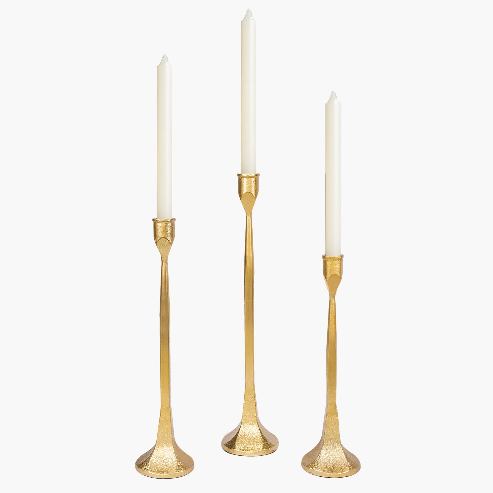 iron taper candle holder set of 3, gold candlestick holders,taper decorative candle holder for table centerpiece home decoration, wedding, dining tabl