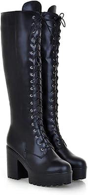 knee high platform leather boots