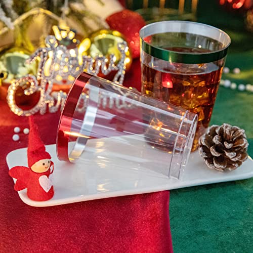 Wdf 60Pack 10 Oz Christmas Cups Include 30 Pack Green Rimmed Plastic Cups & 30 Pack Red Rimmed Plastic Cups Idea For Christmas Day #TOP4