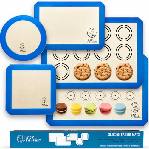 Silicone Baking Mats Set of 5-2 Half Sheets Mats + 1 Quarter...