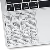 Synerlogic Mac OS Kurzbefehle-Sticker | Tastatur-Sticker für macOS | Laminierter Vinyl-MacBook-Spickzettel für Laptop | MacBook-Kurzbefehle 2026 (Clear/Black/German)