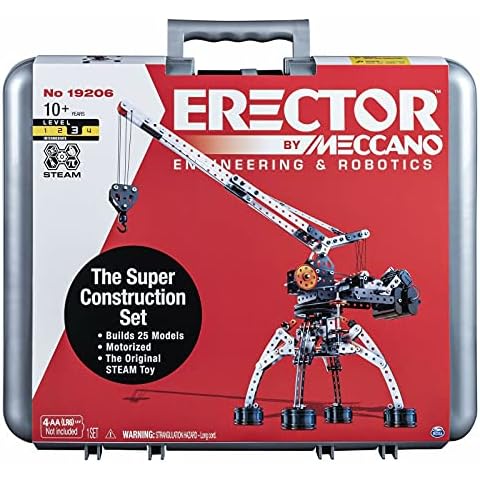 Meccano Erector Super Construction 25-in-1 Motorized Building Set, Steam Education Toy, 638 Parts, for Ages 10+ Cover