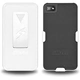 Amzer Shellster Shell Case Belt Clip Holster for BlackBerry Z10 - Retail Packaging - White/Black