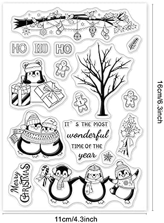 GLOBLELAND Christmas Penguin Clear Stamps Silicone Stamp Cards Snowmen Transparent Seals for Card Making Decoration DIY Scrapbooking Journal Album