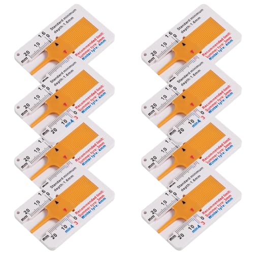 8 Stück Profiltiefenmesser für Reifen 0-20 mm Reifenprofiltiefenmesser Profiltiefenmesser Tragbares Reifenprofil Tiefenmesser Reifenprofiltiefenmesser Digital