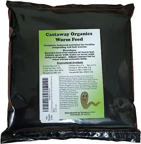 Castaway Organics Worm Food for All Composting Worms, Bait Worms, Red Wigglers, Nightcrawlers (2 Pounds)