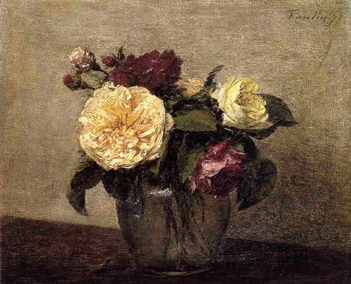 Tableaux Roses déco salon affiche Fantin-Latour 60x90
