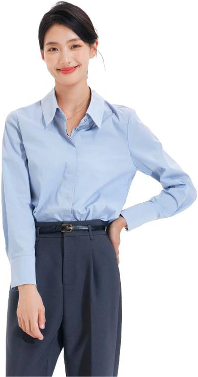 MAFSMJP Womens Boutton Down Shirt White Long Sleeve Spring Workplace Commute Shirt for Lady