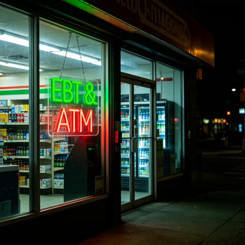 Image of EBT&ATM Neon Signs for Wall Decor Neon Lights for Business Led Signs Suitable for Convenience Stores Supermarkets restaurant Office Bar Pub 5V Power Adapter 17.3 * 10.2 Inch(Green+ Red)