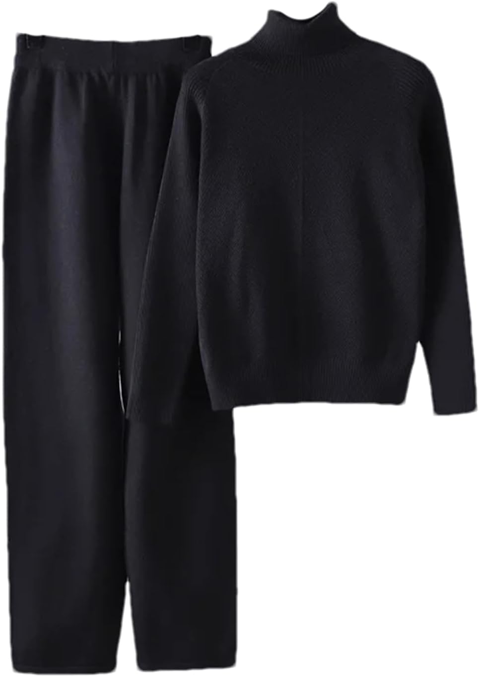 Autumn Winter Women's Tracksuit Striped Turtleneck Sweater and Elastic Trousers Suits Knitted Two Piece Set