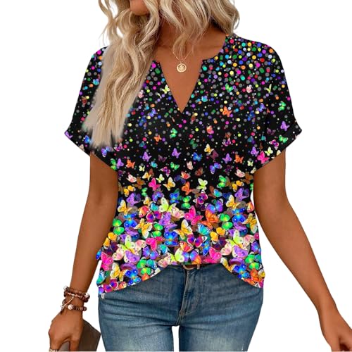 Womens Blouses Spring Tops V Neck Short Sleeve Shirts Dressy Casual Summer Blouse Vacation Fashion Clothing 2026