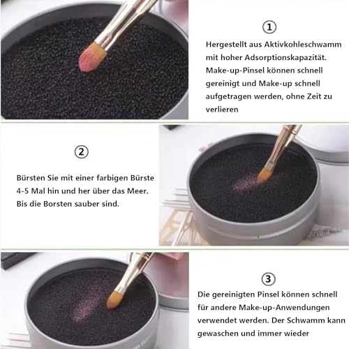 SHULLIN 2 Stk Make-Up Pinsel Reiniger Pinselreiniger Reinigung Make Up Pinsel Schwamm Reiniger Make Up Pinselreiniger Reinigung mit 4 Ersatzschwämmen für Schnelle Farbenwechsel Einfach Zu Reinigen