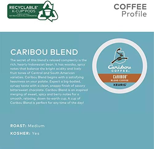 Caribou Coffee Caribou Blend, Single-Serve Keurig K-Cup Pods, Medium Roast Coffee, 12 Count (Pack of 6)