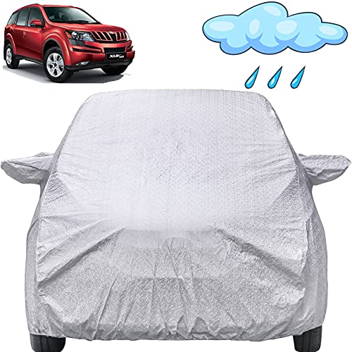 Image of XUV 500 Waterproof Car Cover with Mirror Pockets, Shinning Silver Design, Non Woven Fabric,Triple Stitched, Compatible with Mahindra XUV 500 Car Cover (2011 to 2022), XUV 500 Car Accessories