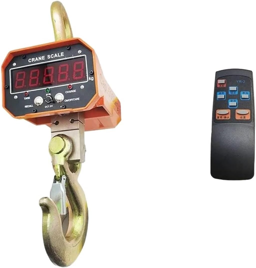 Portable Digital Crane Scale 5T/5000kg OCS Digital Lifting Scale Red Or Green Display Aluminum Shell Wireless Remote Control Industrial Weighing Crane Scale (Red Word 5 Ton)