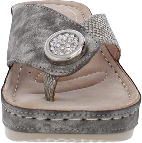 GC Shoes Womens Open Toe Wedge Sandals, Comfy Vegan Leather Slip On Low Heel Animal Print Strap Thong, Khaki/Size 6 Review | Image 2