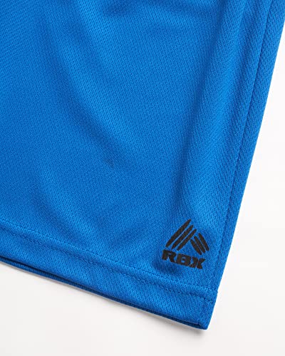 Rbx Boys' Athletic Shorts - 2 Pack Athletic Performance Mesh Basketball Gym Shorts (4-16), Size 5-6, Black/Blue #TOP2