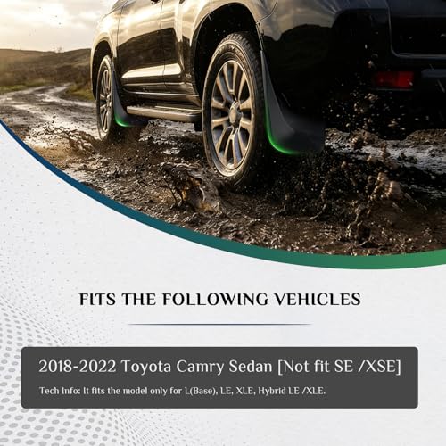 Image of Mud Flaps Fit for 2018 2019 2020 2021 2022 Toyota Camry Sedan (Not Fit SE /XSE), Dedicated Mudguard for Four Seasons Universal Protection, Front and Rear