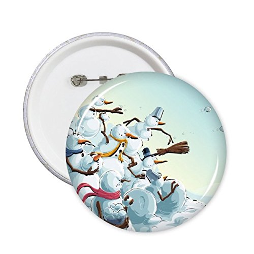Bouton badge rond Noël bonhomme de neige XXL cadeau invités x5