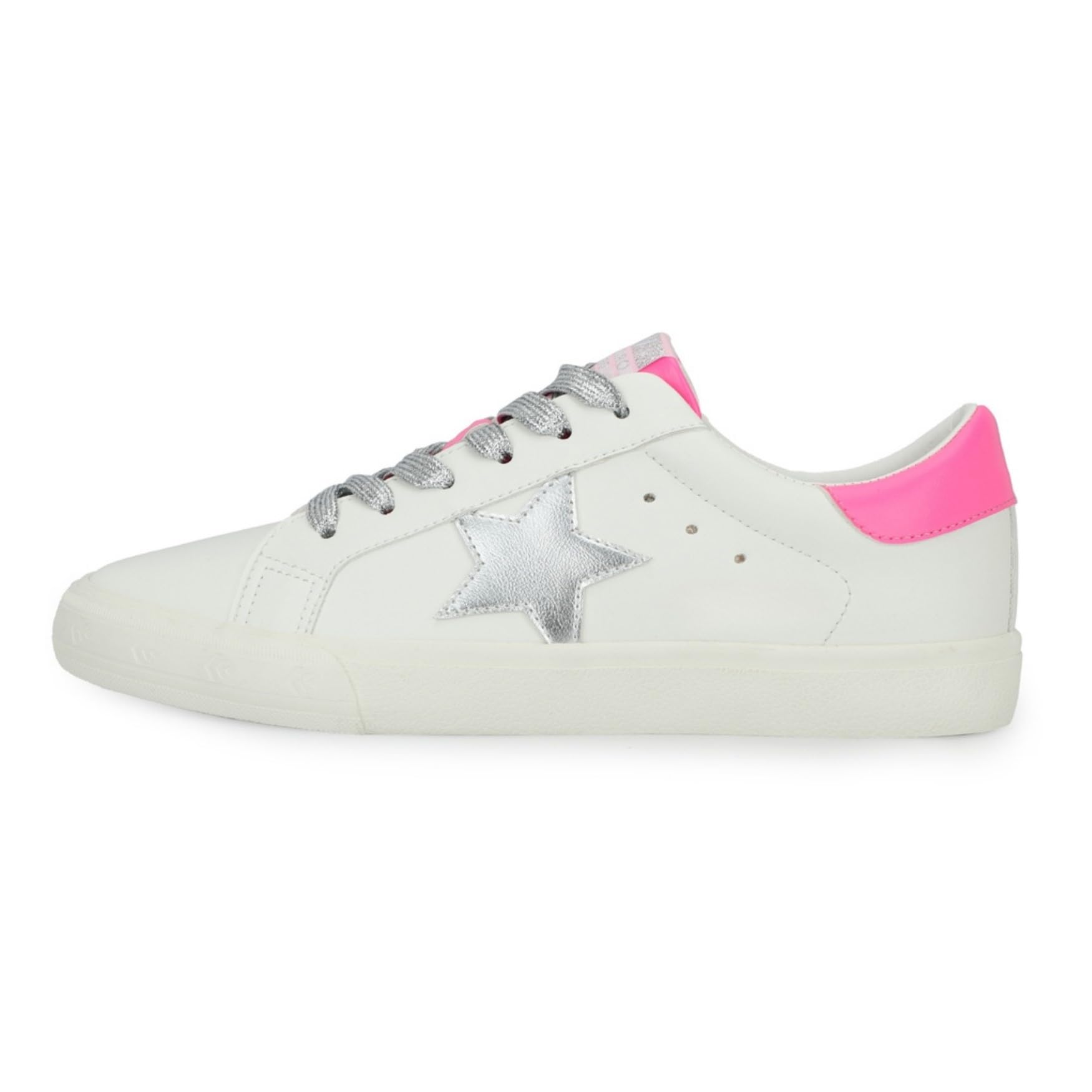 VINTAGE HAVANA Grande Women’s Fashion Sneakers White Washed Silver Pink 11