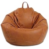Bean Bag Sofa Cover (No Filler), Living Room Furniture PU Leather Washable Micro-Fiber Adult Beanbag