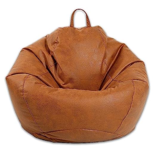 Bean Bag Sofa Cover (No Filler), Living Room Furniture PU Leather Washable Micro-Fiber Adult Beanbag Chair Outside Cover, Home Leisure Single Couch Bedroom Lazy Lounger Cover (Small)